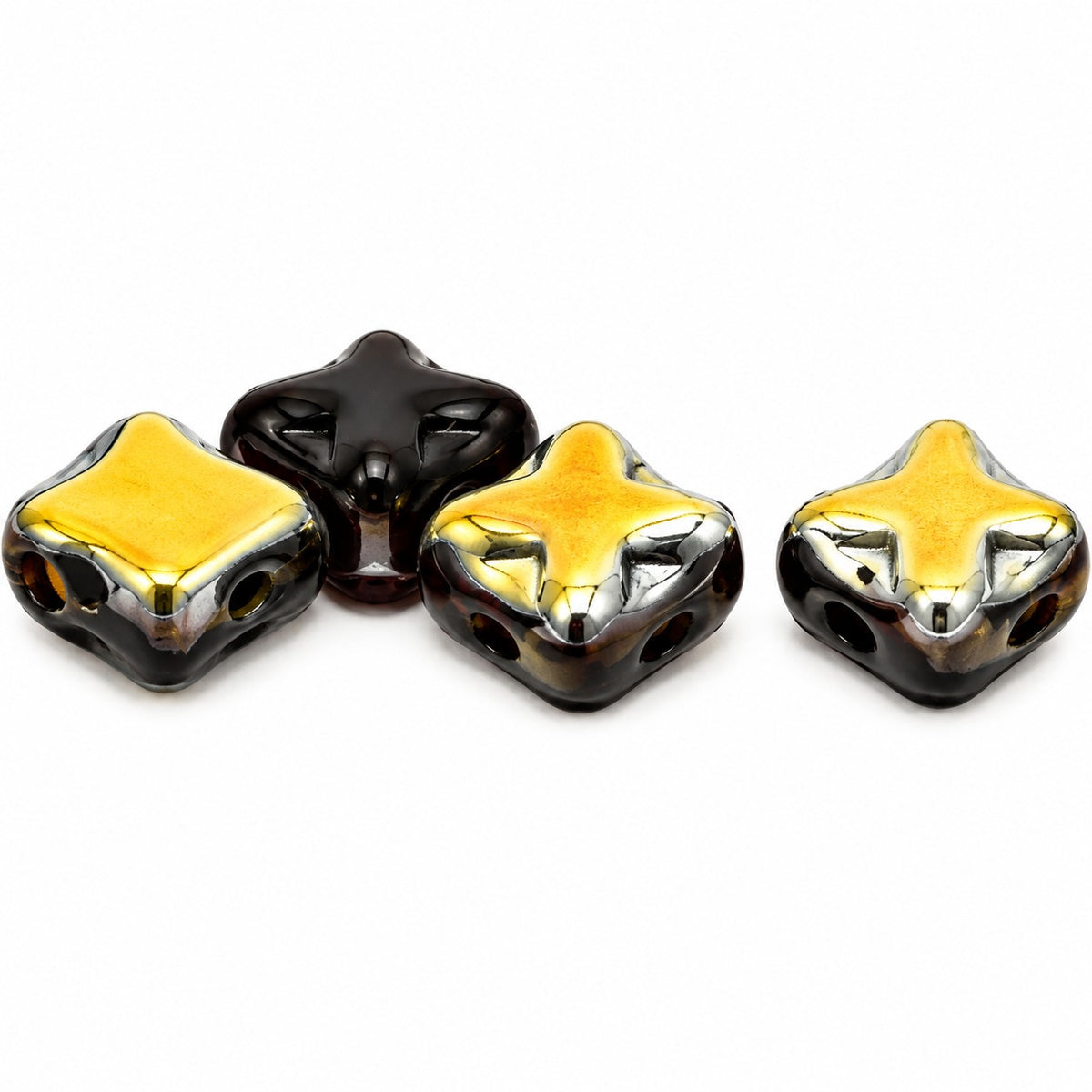 Cross Diagonal Square Beads, Black Volcano (23980-28001), Glass, Czech Republic