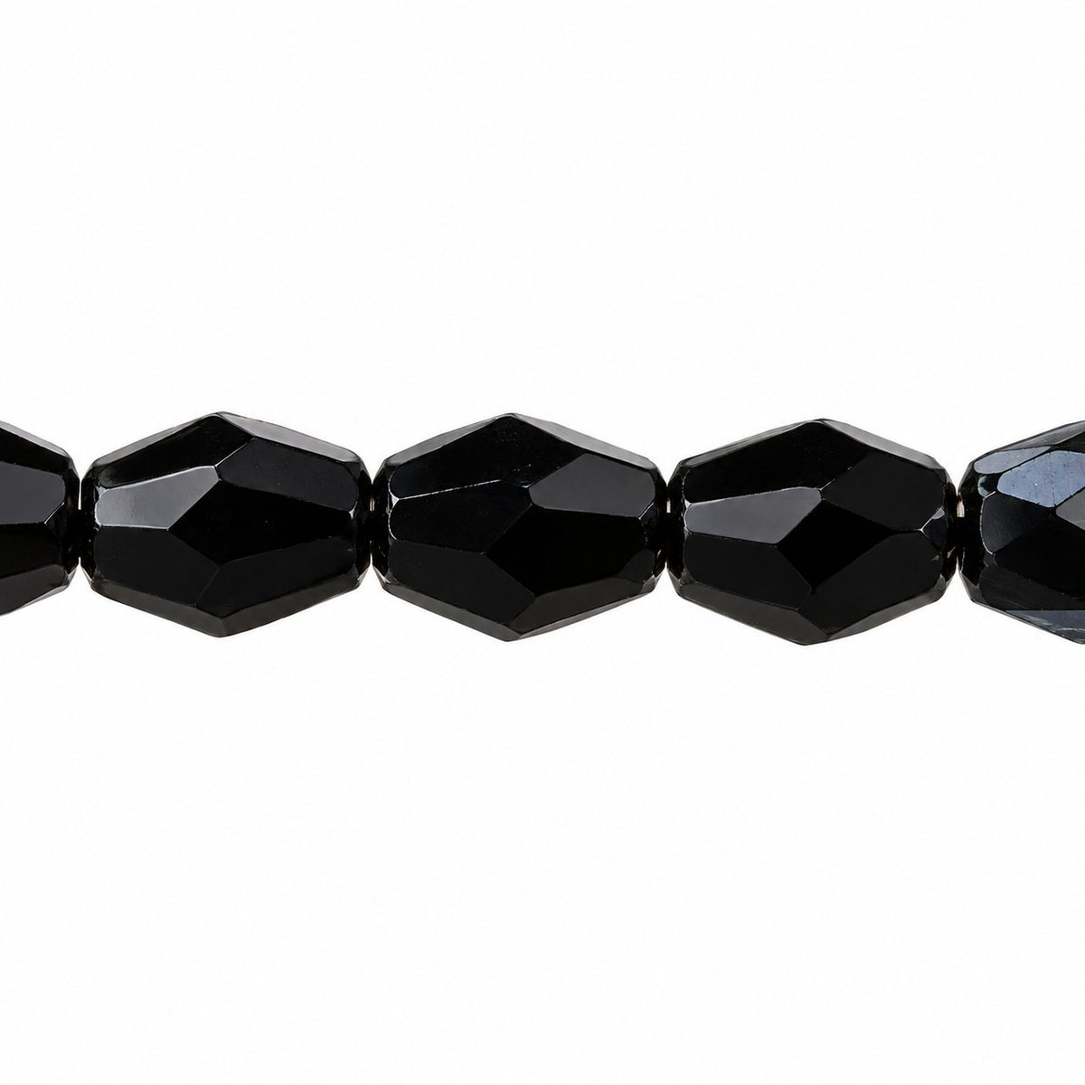 Oval Faceted Beads, Black (23980), Glass, Czech Republic