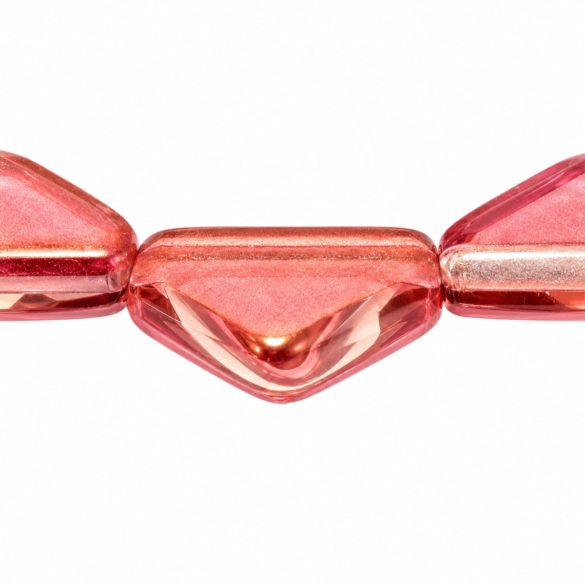 Triangle Pressed Beads, Crystal Luster Red Half Coated (00030-14295), Glass, Czech Republic