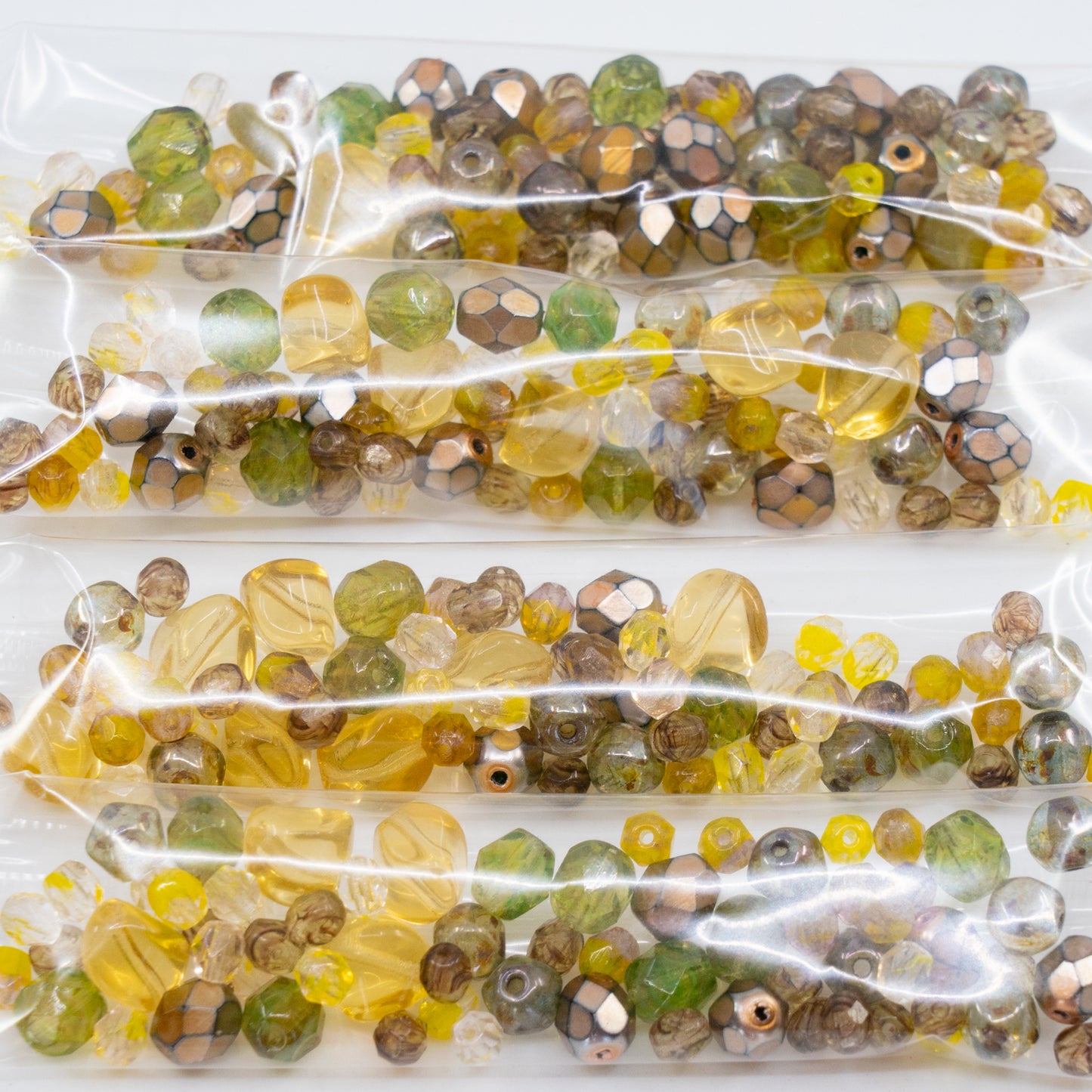 OUTLET 250g/50g Faceted Round Fire Polished Beads, size mix, Different Shape Forest Mix (), Glass, Czech Republic