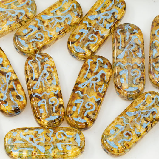 OUTLET 10 grams Egypt Rectangle Beads, Crystal Travertin Light Blue Lined (00030-86800-54308), Glass, Czech Republic