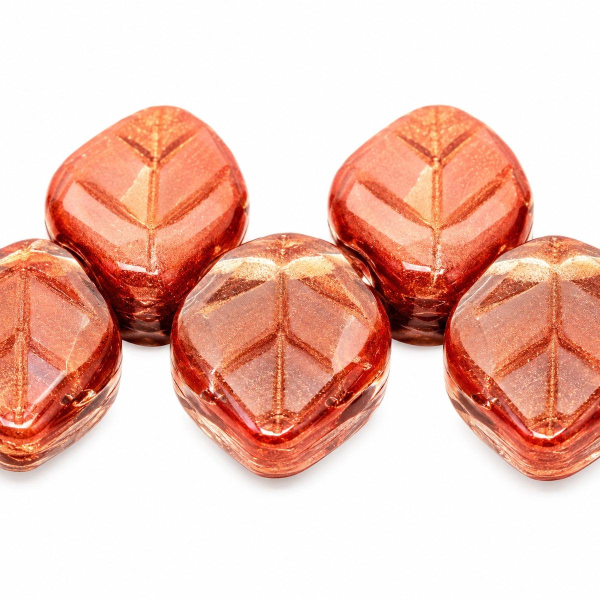 Small Leaf Pressed Beads, X2499 (x2499), Glass, Czech Republic
