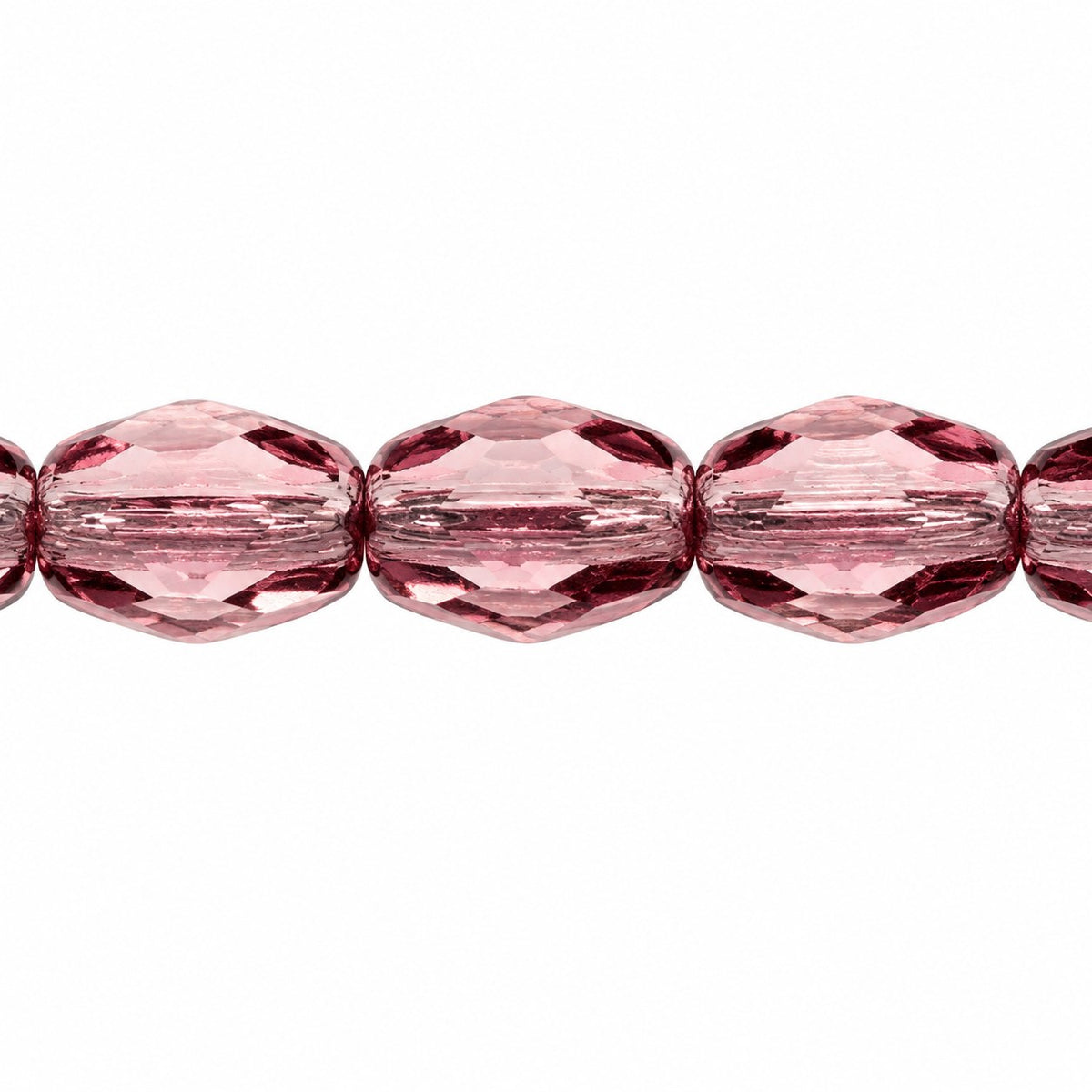 Oval Faceted Beads, Amethyst (20060), Glass, Czech Republic