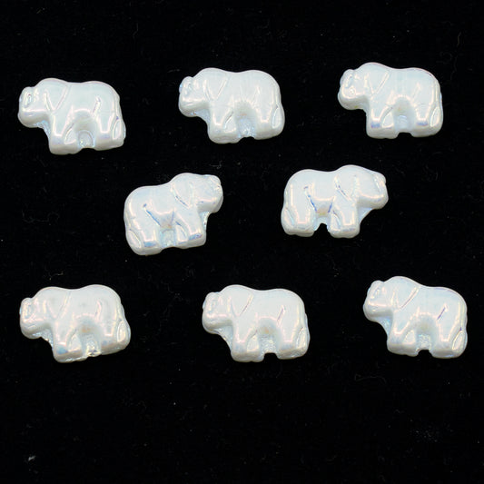 OUTLET 10 grams Elephant Beads, 15 x 11 mm, White Ab Full (2X Side) (02010-28703), Glass, Czech Republic