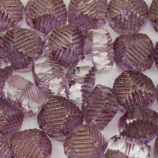 アウトレット 10グラム ファセット加工スペシャルロンデルビーズ ファイアポリッシュ 10 x 14 mm クリスタルブロンズ (00030-14415) ガラス チェコ共和国