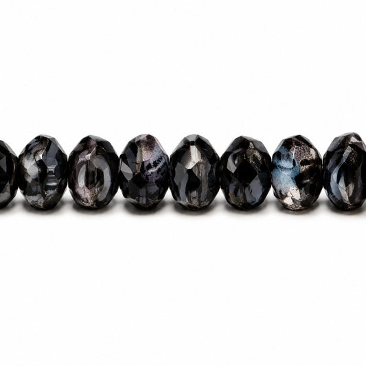 Special Cut Faceted Fire Polished Beads, Striped Gray (26607), Glass, Czech Republic