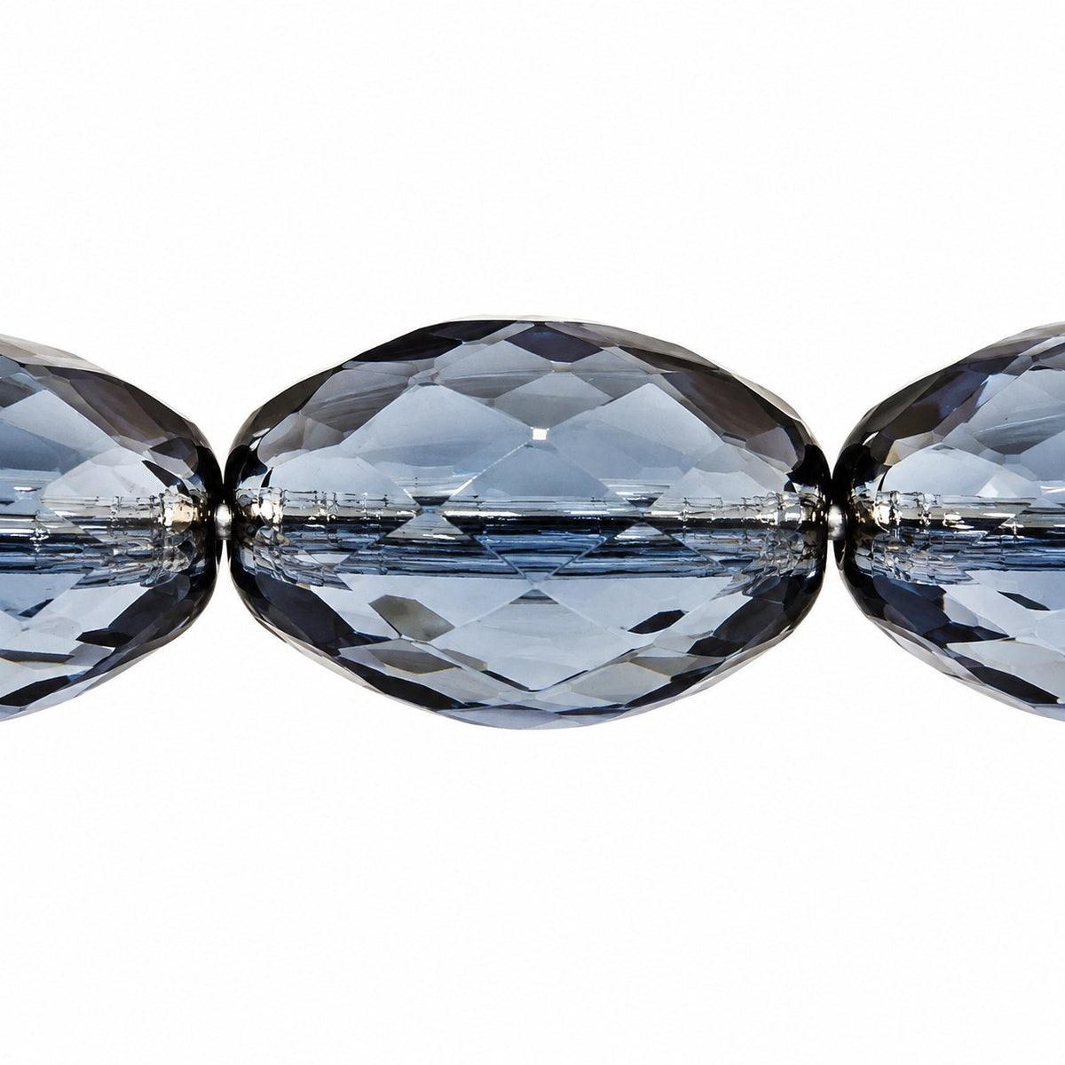 Oval Faceted Beads, Transparent Dark Blue (30320), Glass, Czech Republic