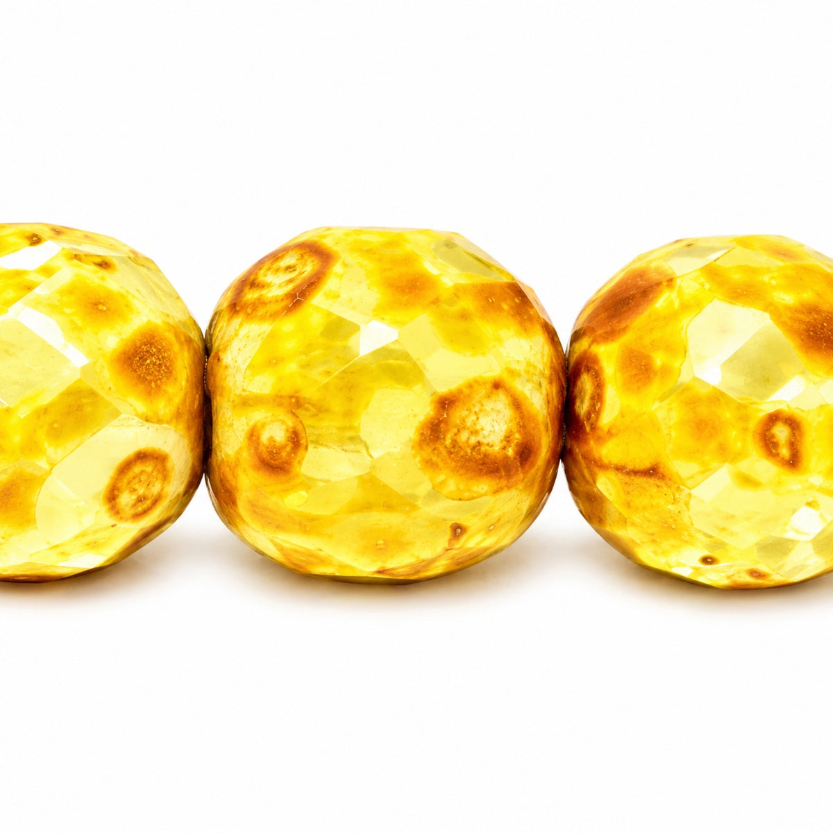 Faceted Round Fire Polished Beads, Chalk White Stain Strong (03000-86805), Glass, Czech Republic