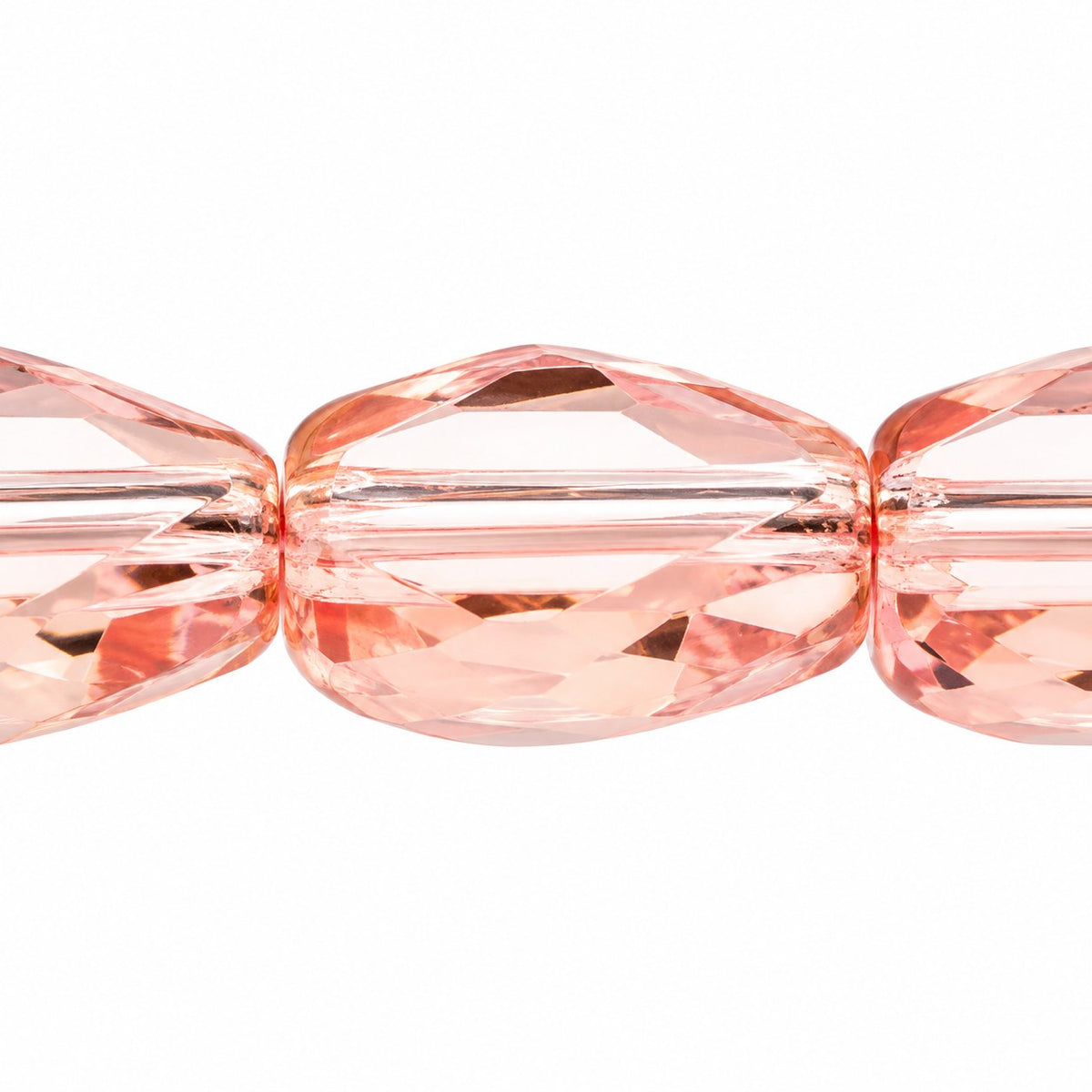 Fire Polished Faceted Teardrop Beads, Transparent Pink (70110), Glass, Czech Republic