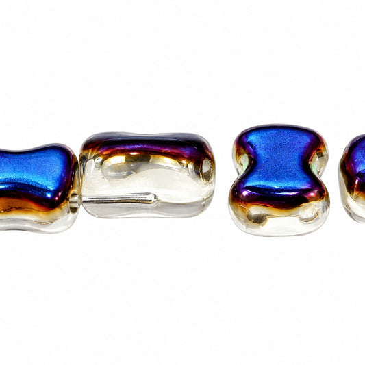 2-Hole Pressed Beads, White 23101 (02010-23101), Glass, Czech Republic