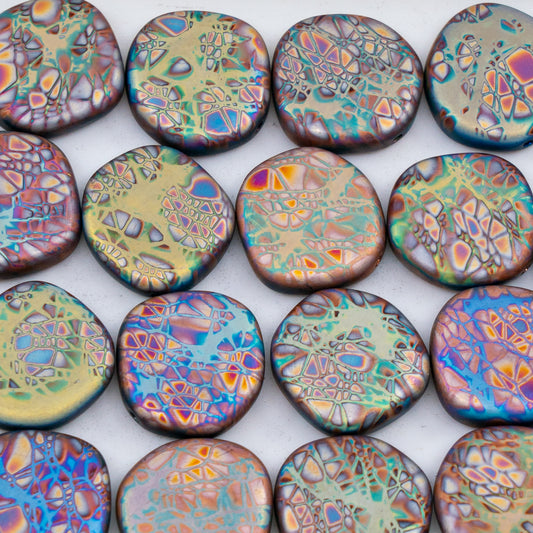 OUTLET 250g/50g Coin Beads, 15 x 15 mm, Batika Mixed Colors 215 (BATIKA-MIX-215), Glass, Czech Republic