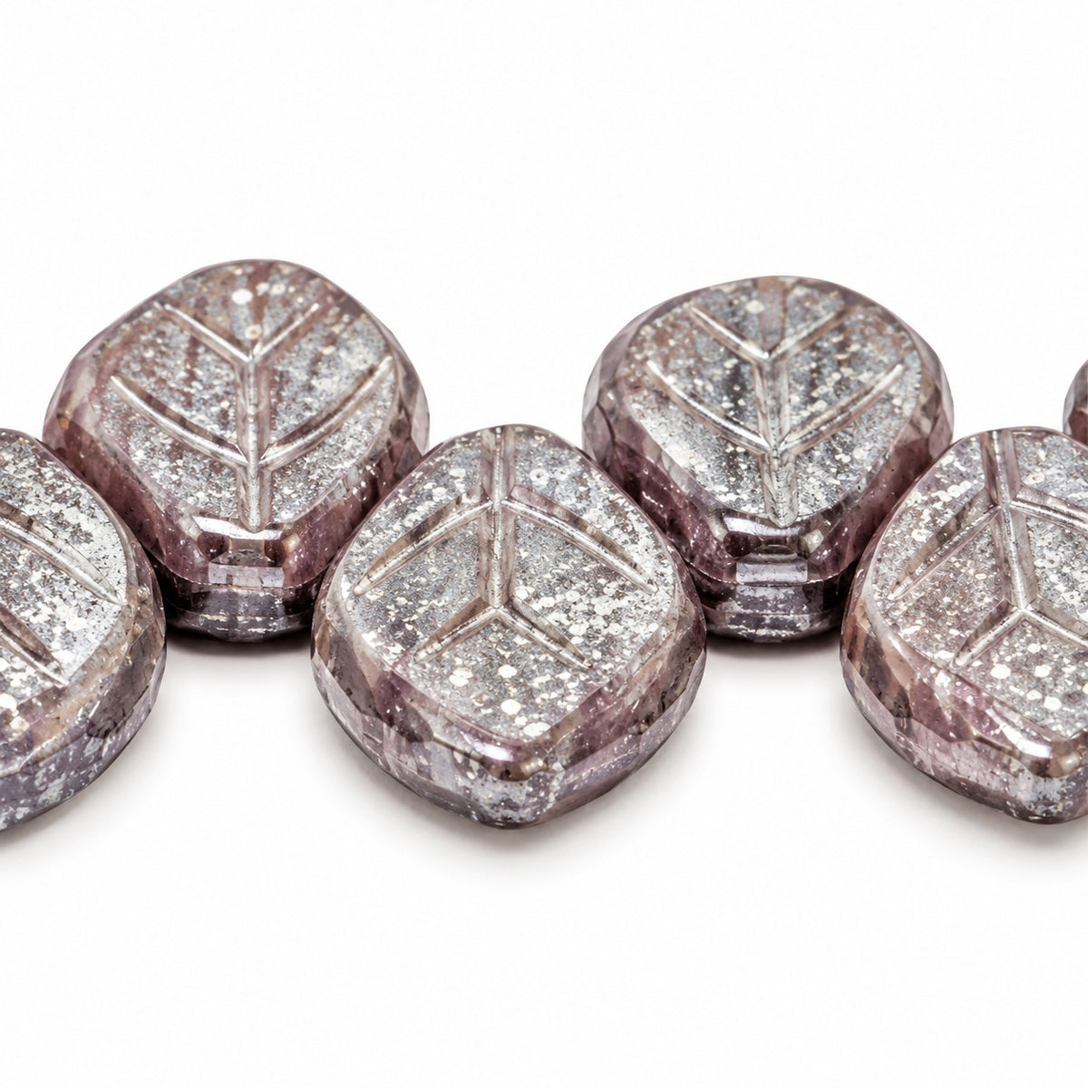 Small Leaf Pressed Beads, X2097 Hematite (x2097-14400), Glass, Czech Republic
