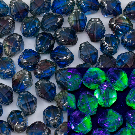 OUTLET 10 grams Special Cut Faceted Fire Polished Beads, 10 x 8 mm, Tt004 Platin (tt004-13702), Glass, Czech Republic