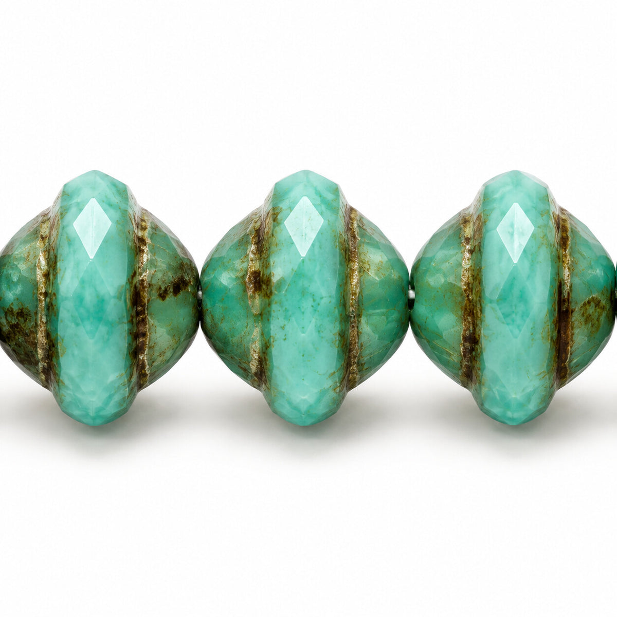 Faceted Special Cut Beads Ufo, Turquise Stain Strong (63120-86805), Glass, Czech Republic