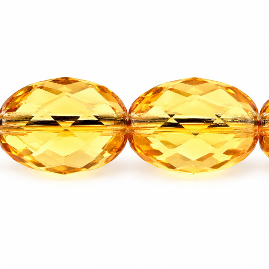 Oval Faceted Beads, Transparent Orange (10030), Glass, Czech Republic