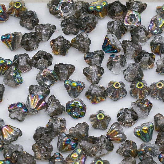 OUTLET 250g/50g Bell Flower Beads, 4 x 6 mm, Crystal 28137 (00030-28137), Glass, Czech Republic