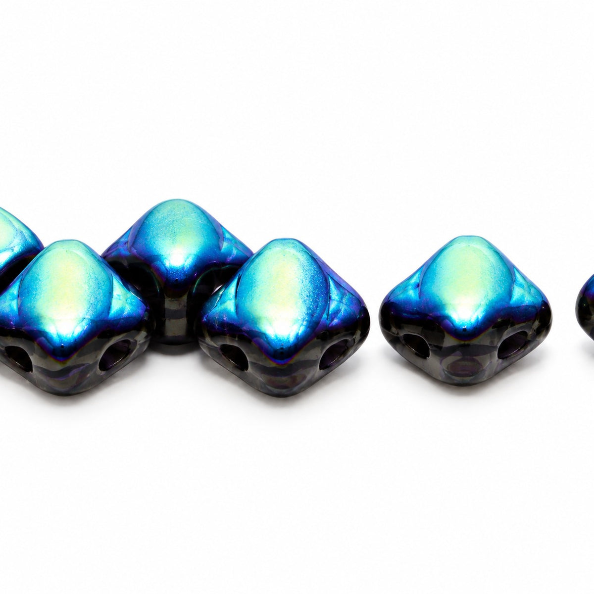 Silky 2-Hole Square Beads, Black 28801 (23980-28801), Glass, Czech Republic
