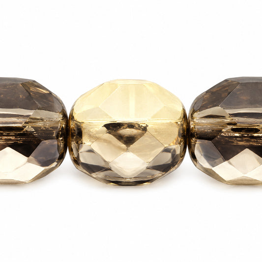 Faceted Special Cut Beads, Transparent Gray Gold (40030-26441), Glass, Czech Republic