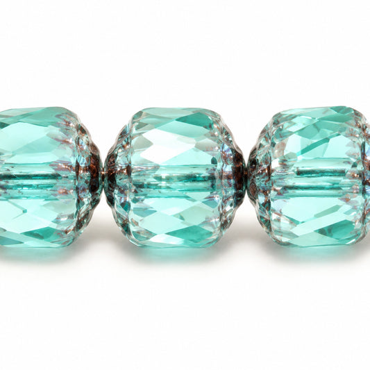 Cathedral Faceted Fire Polished Beads, Transparent Aqua Purple (60110-15726), Glass, Czech Republic