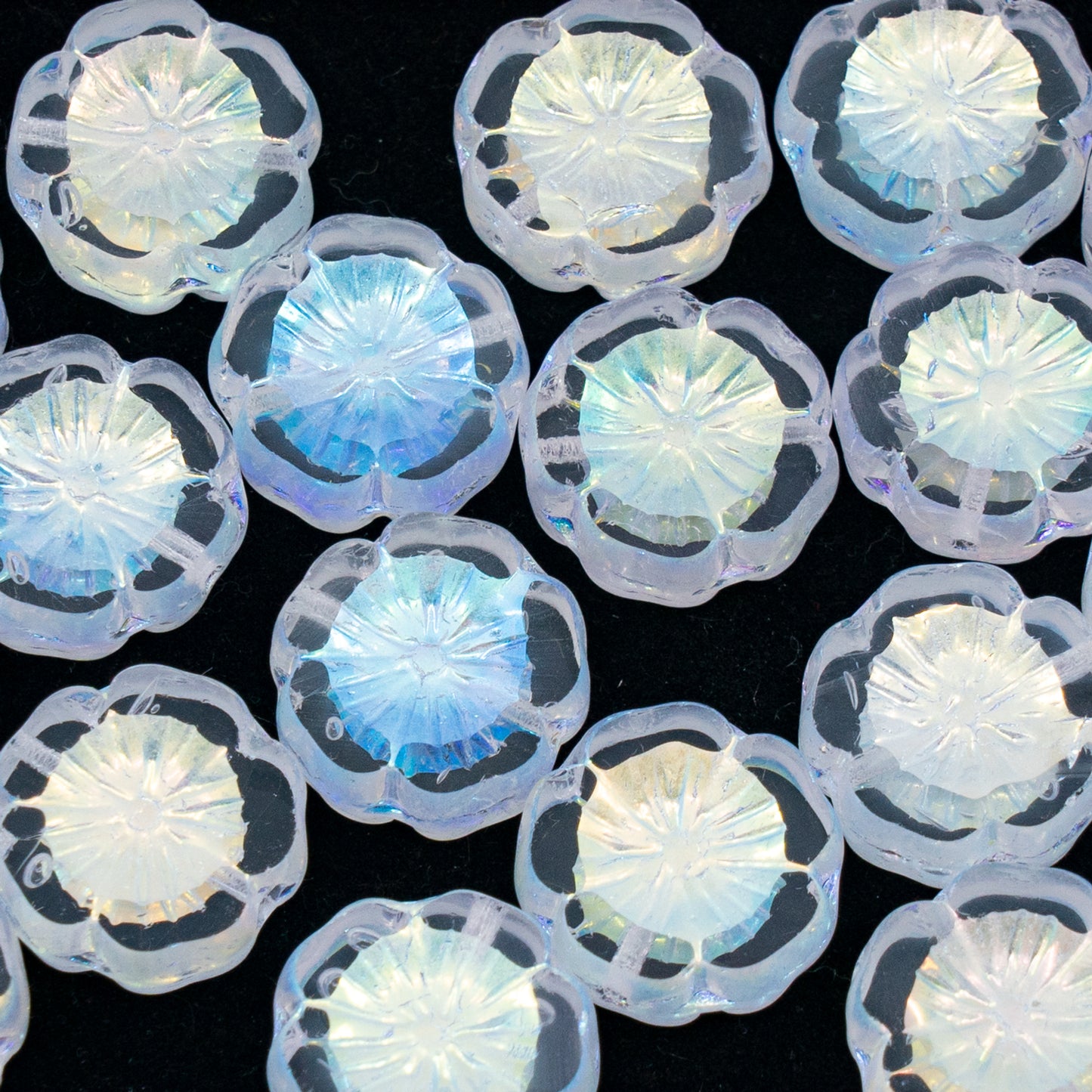 清仓250克/50克桌切夏威夷花珠，14 x 14毫米，水晶AB全彩（双面）（00030-28703），玻璃，捷克共和国