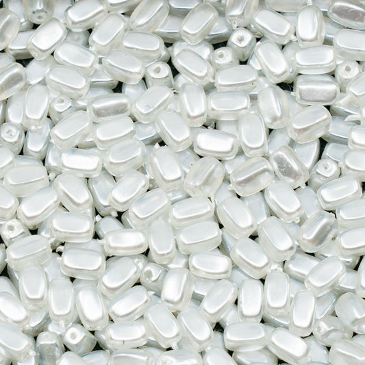 アウトレット 250g オリーブビーズ、5 x 6 mm、クリスタルホワイトパール (00030-70402)、ガラス、チェコ共和国