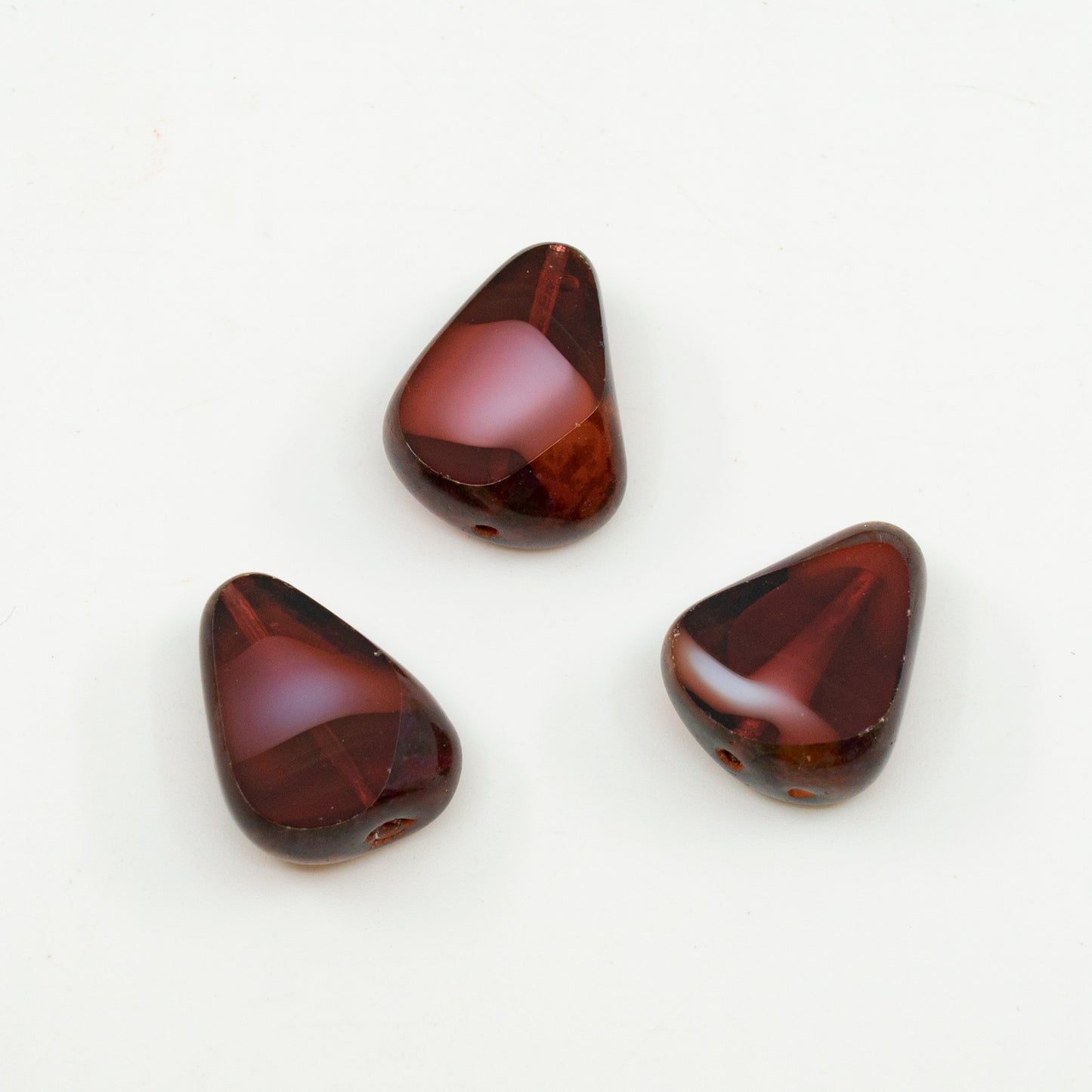 アウトレット 10グラム テーブルカットビーズ、18 x 17 mm、ミックスホワイトレッド（06708）、ガラス、チェコ共和国