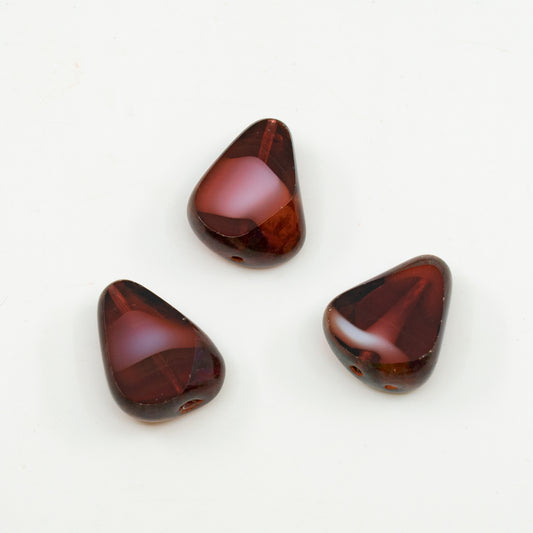 アウトレット 10グラム テーブルカットビーズ、18 x 17 mm、ミックスホワイトレッド（06708）、ガラス、チェコ共和国