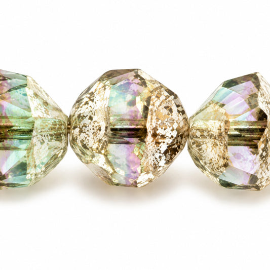 Special Cut Faceted Fire Polished Beads. Smashed, X3142 Stain Strong (x3142-86805), Glass, Czech Republic