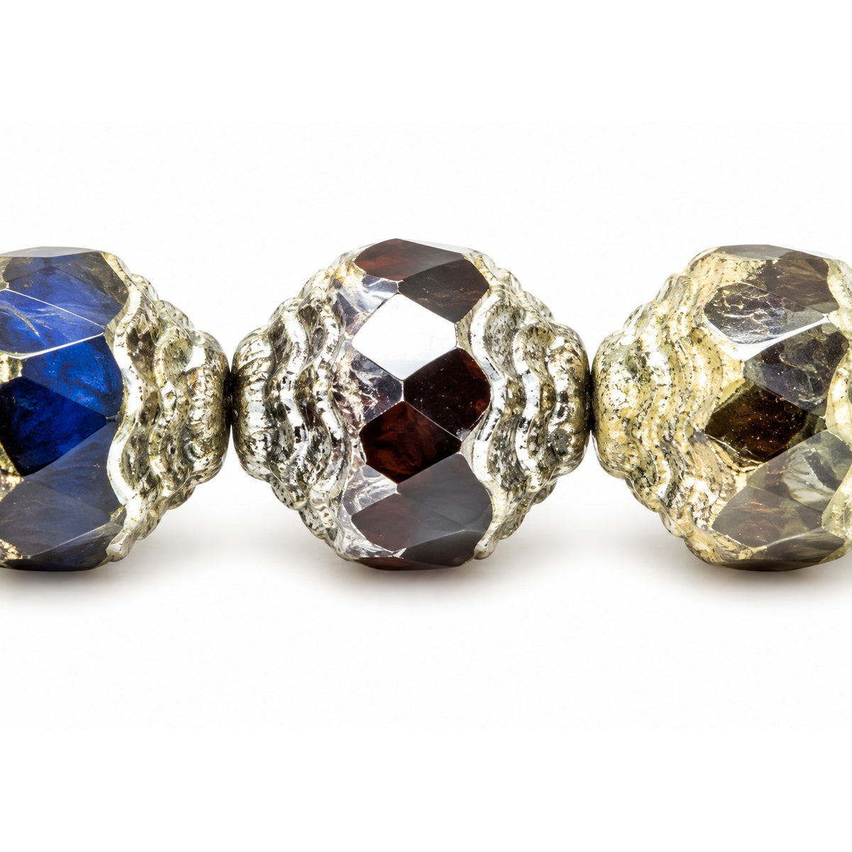 Special Cut Faceted Fire Polished Beads, X1163 Antique Silver Patina (x1163-81002), Glass, Czech Republic