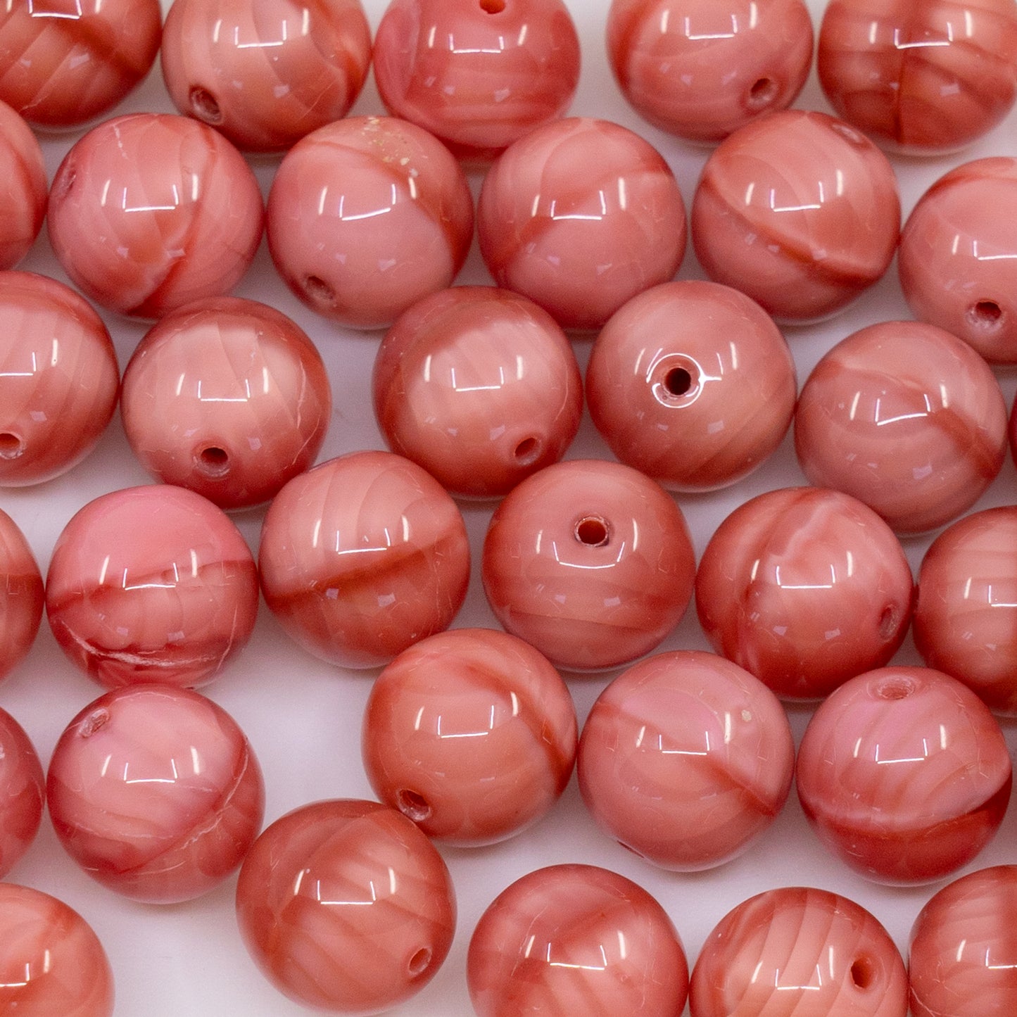 OUTLET 250g/50g Round Druck Beads, 10 x 10 mm, Silky Pink (76027), Glass, Czech Republic