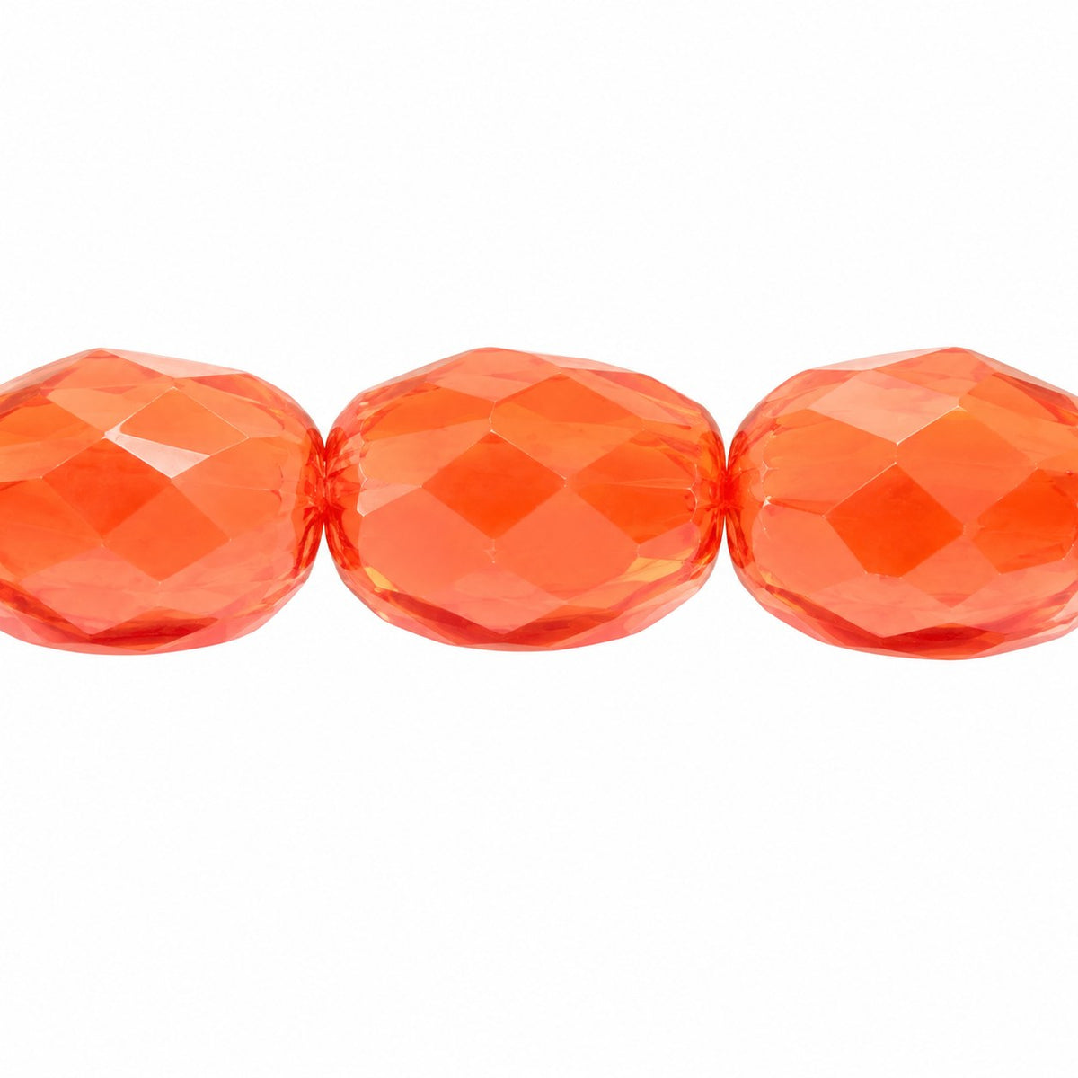 Oval Faceted Beads, Opaque Orange (93160), Glass, Czech Republic
