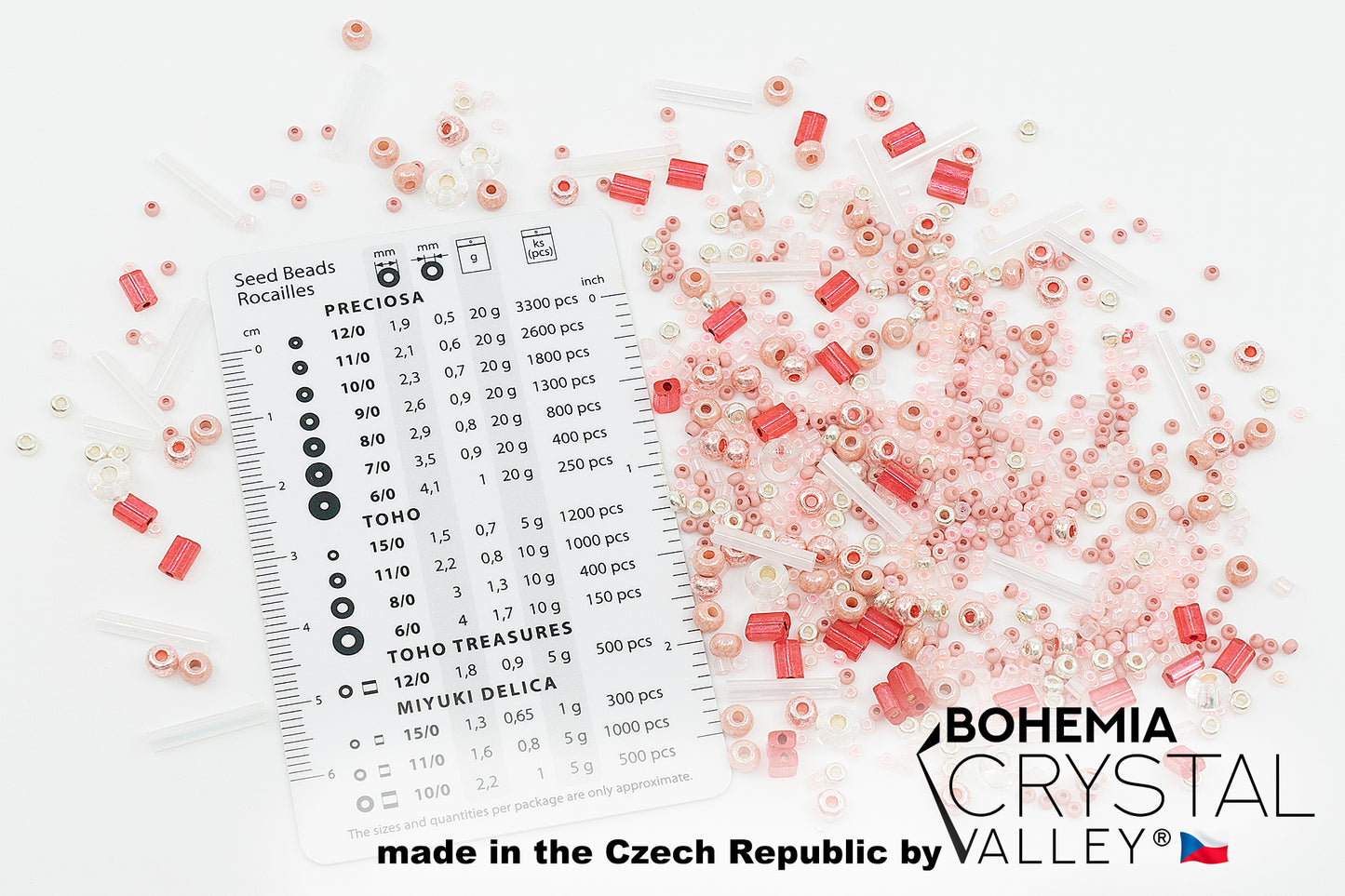 Small Rocailles, Seed Beads & Bugles 2-10mm Preciosa Ornela Czech Glass Beads, Rocailles Mix Pink, Glass, Czech Republic