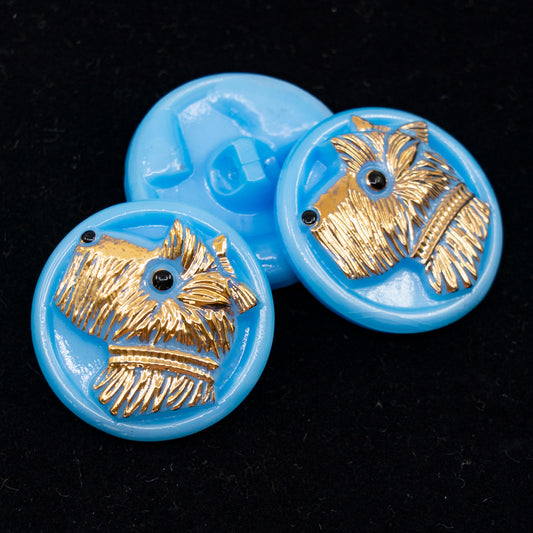 OUTLET 1 pcs Handmeade Buttons, s10 x 22 mm, Blue God Gold (lue-god-gold), Glass, Czech Republic