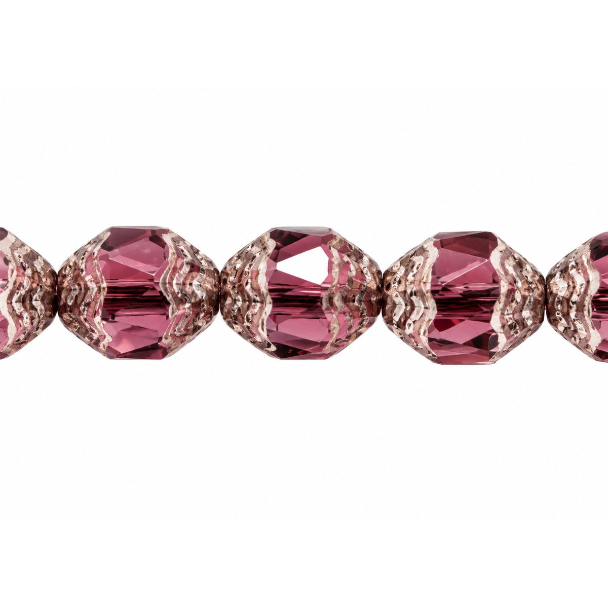 Special Cut Faceted Fire Polished Beads, Amethyst Antique Silver Patina (20060-81002), Glass, Czech Republic