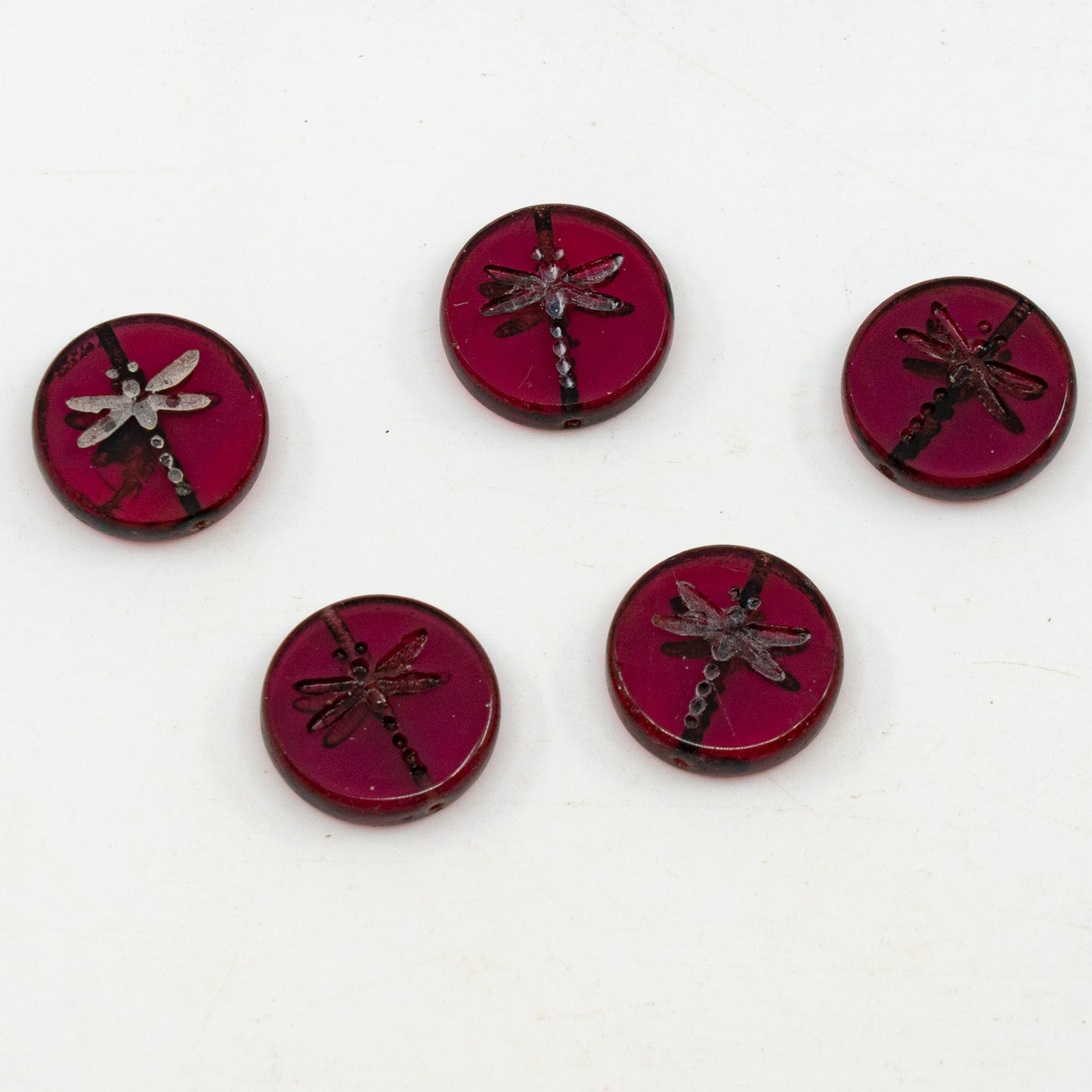 アウトレット 10グラム テーブルカットトンボビーズ、17 x 17 mm、プラムヘマタイト（PLUM-14400）、ガラス、チェコ共和国