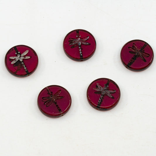 アウトレット 10グラム テーブルカットトンボビーズ、17 x 17 mm、プラムヘマタイト（PLUM-14400）、ガラス、チェコ共和国