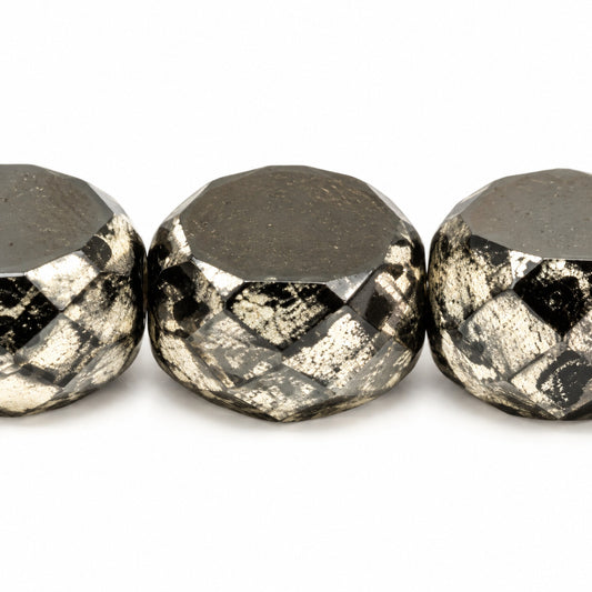 Cut & Faceted Fire Polished Beads, Black Picasso (23980-43400), Glass, Czech Republic