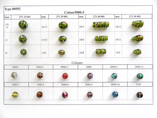 30 pcs Lampwork Beads 592 / Oval (271-29-001), Handmade, Preciosa Glass, Czech Republic