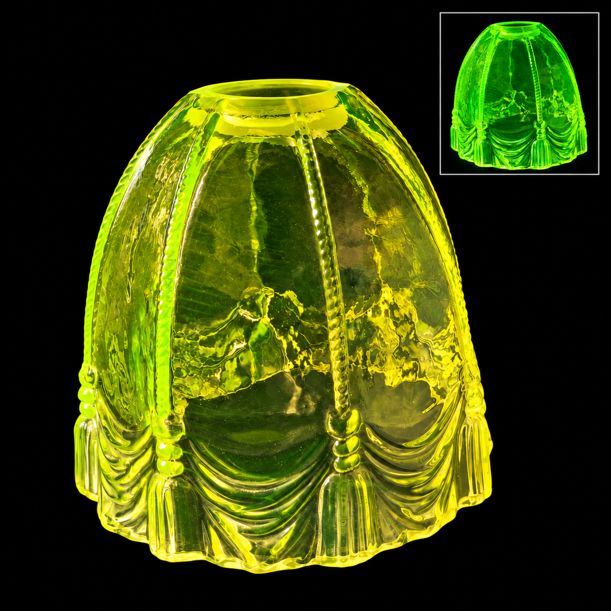Uranium Glass lamp shade - Textile shade, 138 × 140 - 12 - 33 mm, OUTLET
