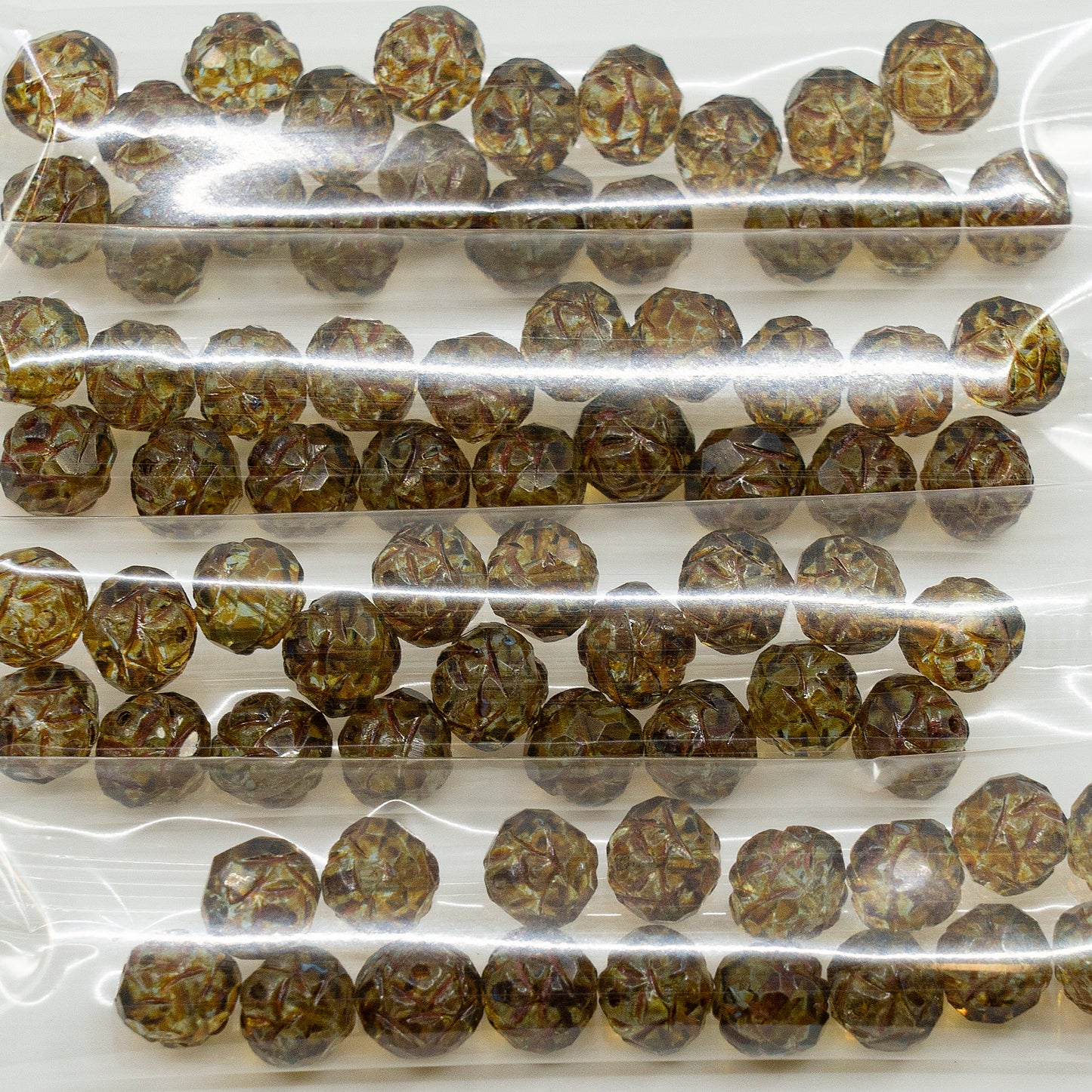 OUTLET 10 grams Cathedral Faceted Fire Polished Beads, 7 x 8 mm, Transparent Blue Travertin (30020-86800), Glass, Czech Republic