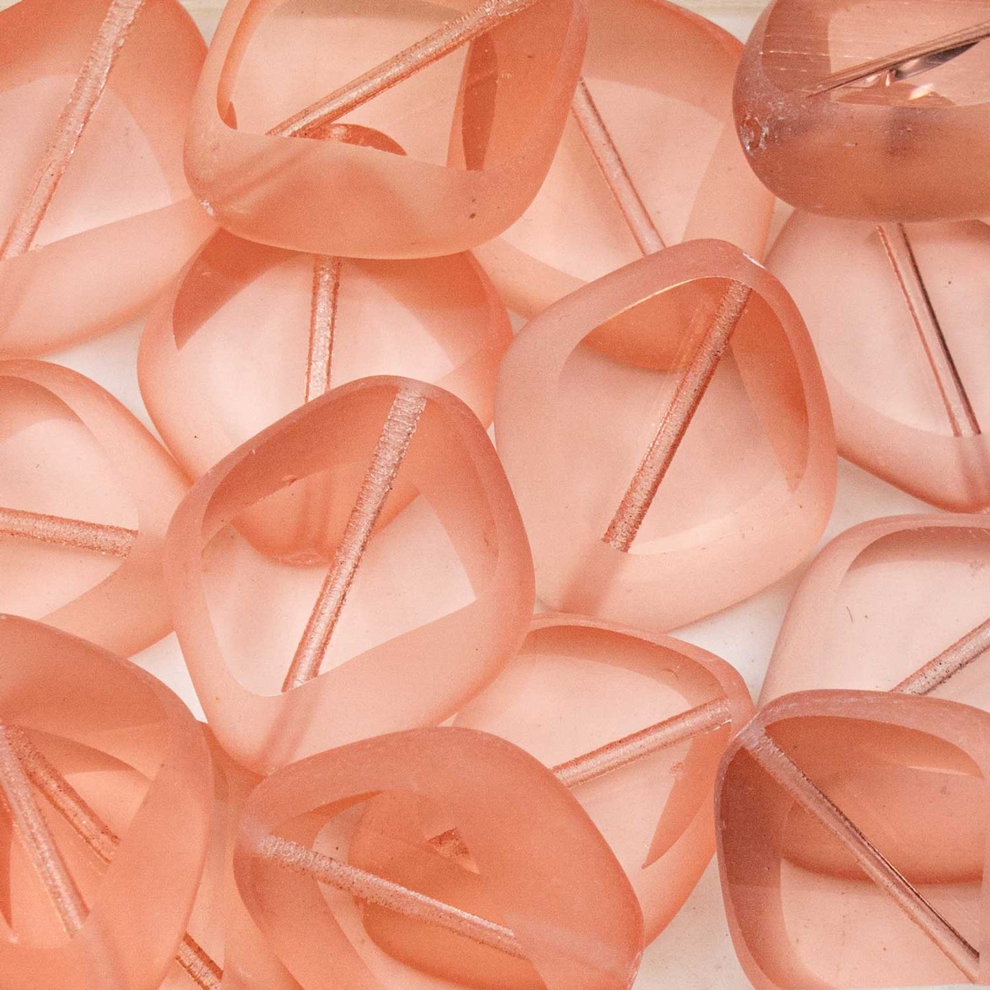 OUTLET 250g Table Cut Stone-Like Beads, 24 x 20 mm, Transparent Pink Matte (00030-81800), Glass, Czech Republic