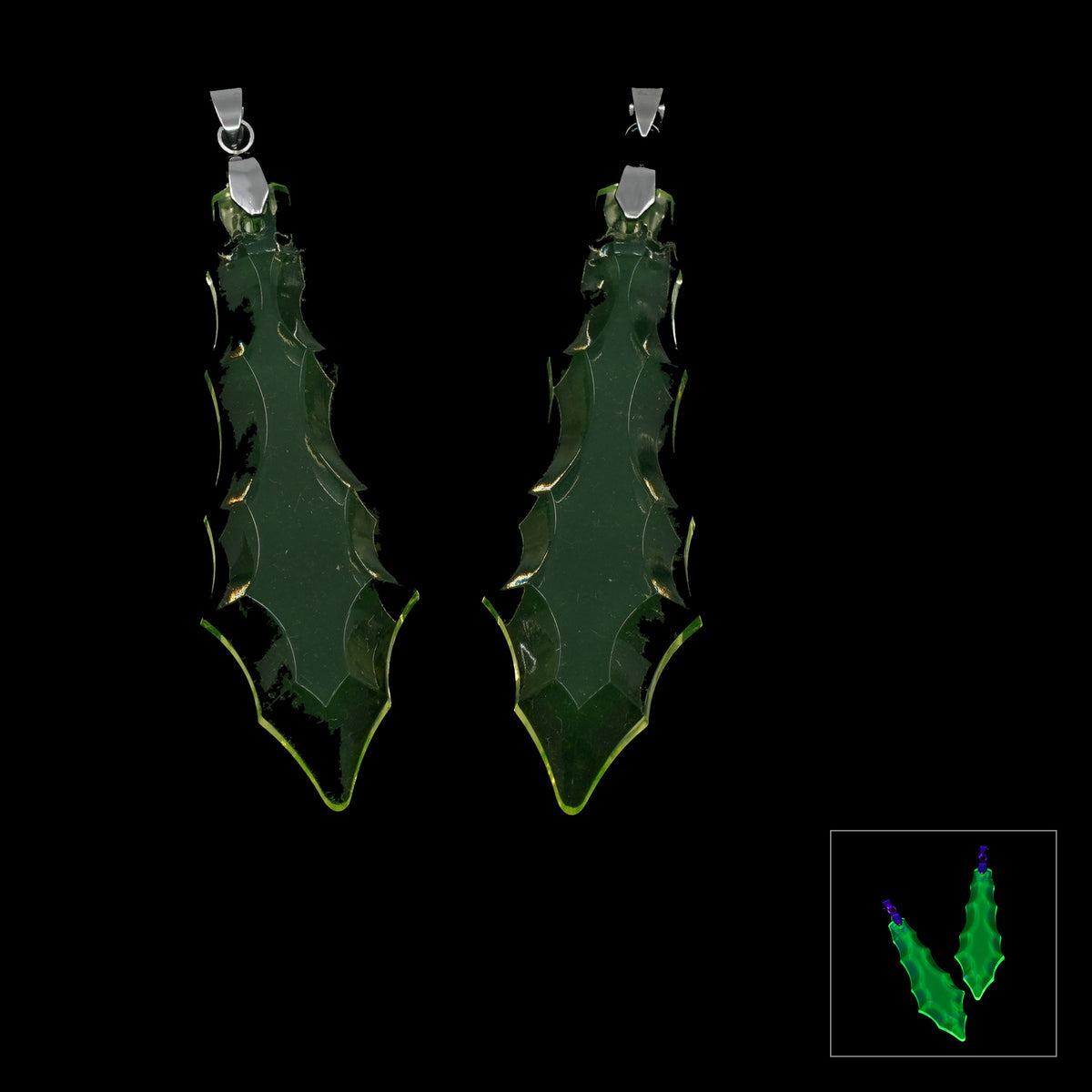 1 pc Uranium Chandelier Trimming Long French Pendeloque with Clip (approx. 63x21mm), Yellow Green, Hand Cut and Polished Glass, Czech Republic, OUTLET