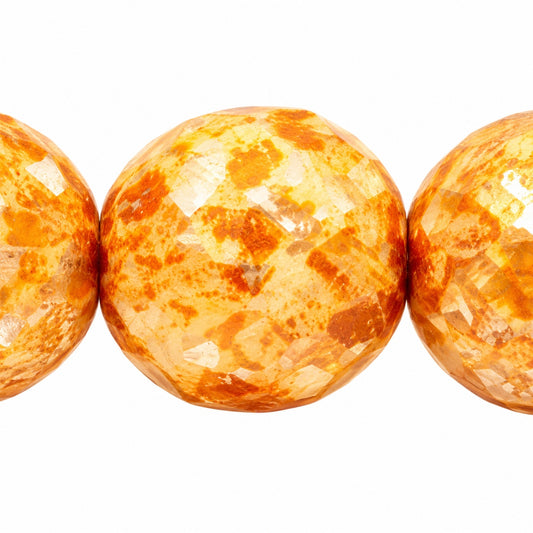 Faceted Round Fire Polished Beads, White Stain Strong 94302 (02010-86805-94302), Glass, Czech Republic