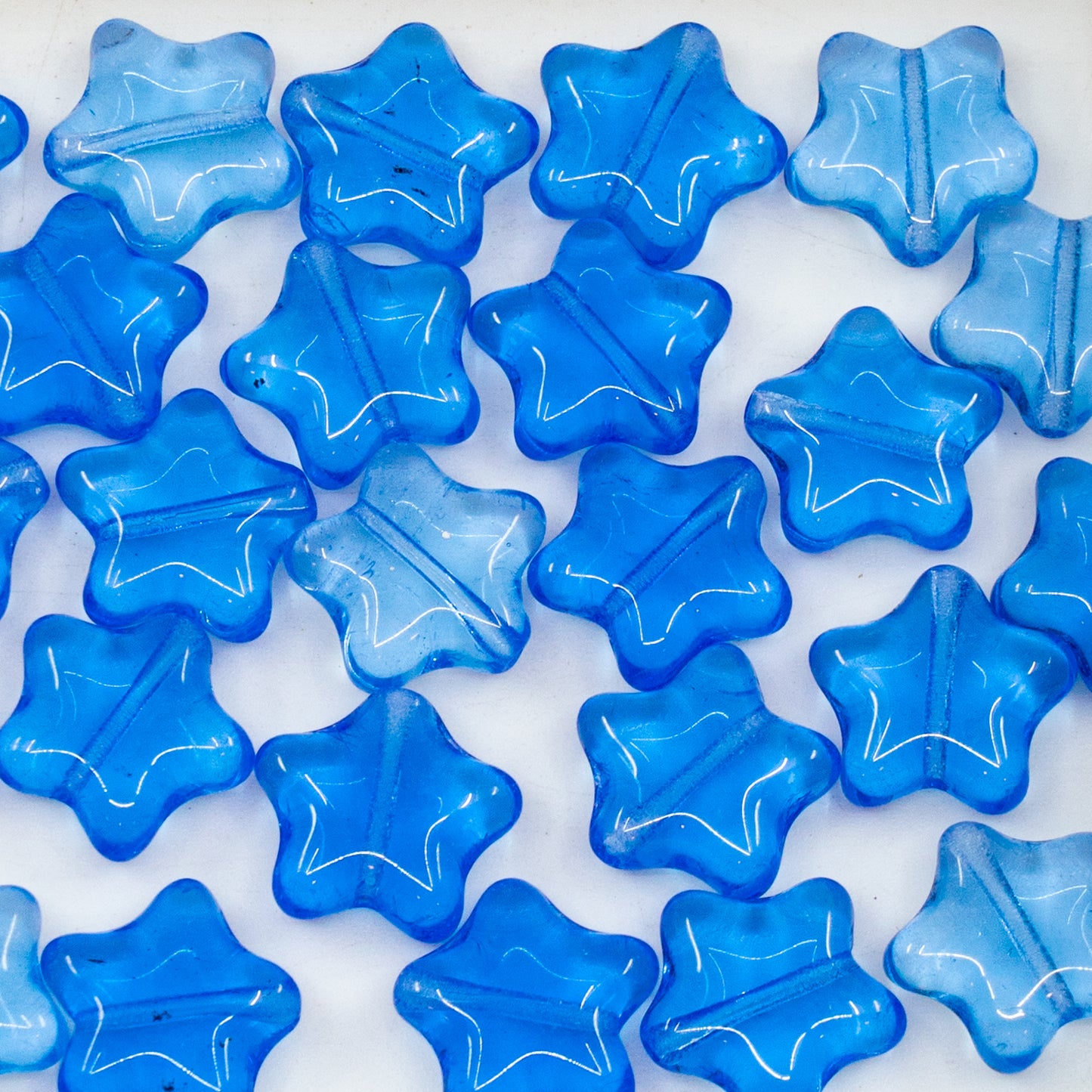 OUTLET 10 grams Flat Star Beads, 12 x 12 mm, Blue Mixed Colors (blue-mix), Glass, Czech Republic