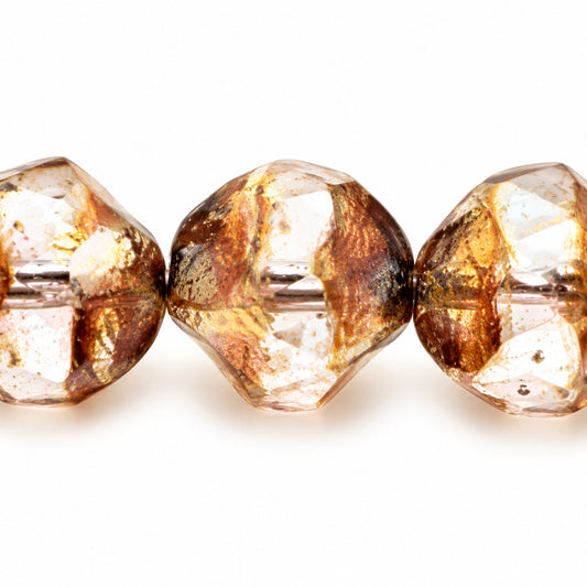 Special Cut Faceted Fire Polished Beads. Smashed, T1014 Stain Strong (t1014-86805), Glass, Czech Republic