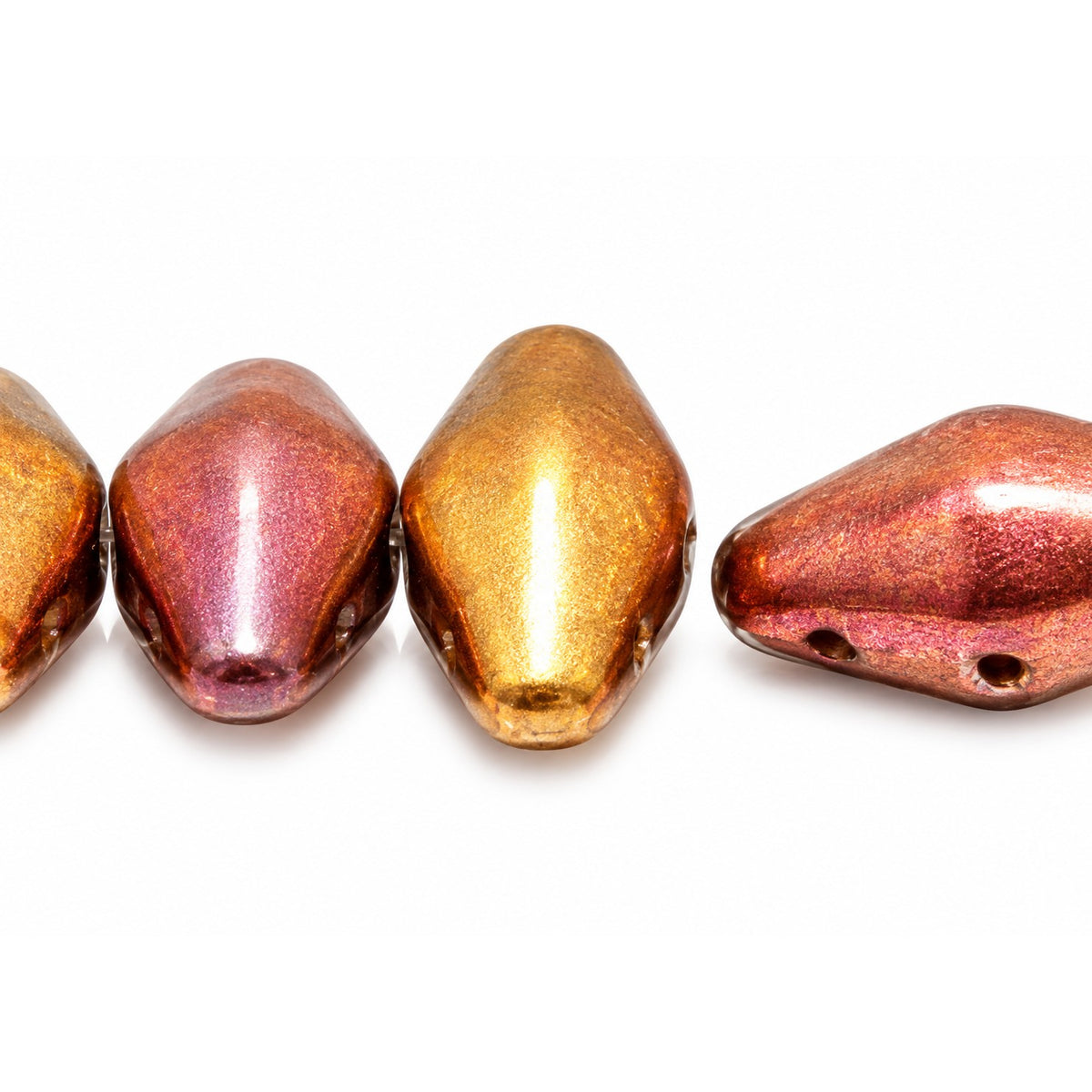 Oval Olive Beads, Crystal Yellow Gold Metallic Iris (00030-01620), Glass, Czech Republic