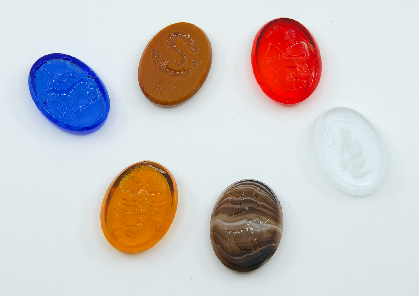 OUTLET 10 grams Vinatge Cabochon Zodiak Sign Mix, Mix (IAK-MIX), Glass, Czech Republic