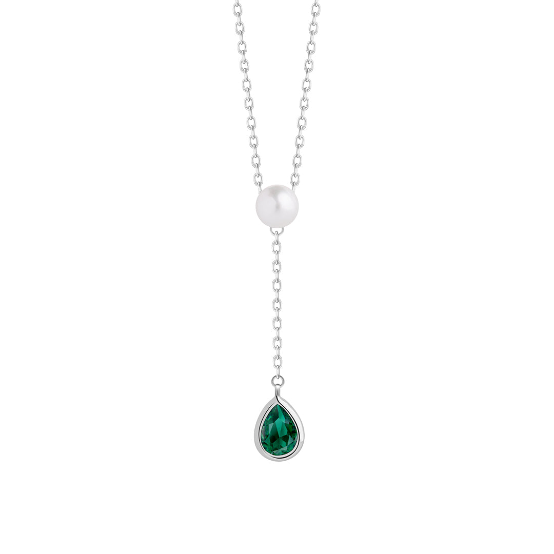 Pendant Pure Pearl Silver Ag-925 Rhodium Plated Jewelry, Cubic Zirconia Preciosa, natural Mother of Pearl, Czech Bohemia PRECIOSA BEAUTY Jewelry, Green