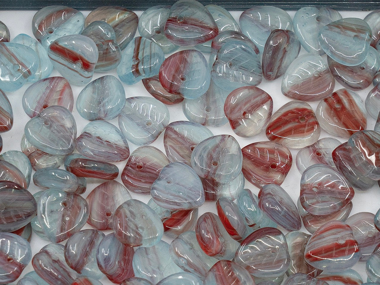 アウトレット ハートリーフビーズ、9mm、ガラス、チェコ共和国