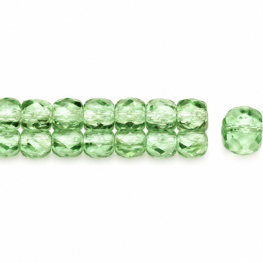 Faceted Special Cut Beads Rondelle, Transparent Green (50520), Glass, Czech Republic